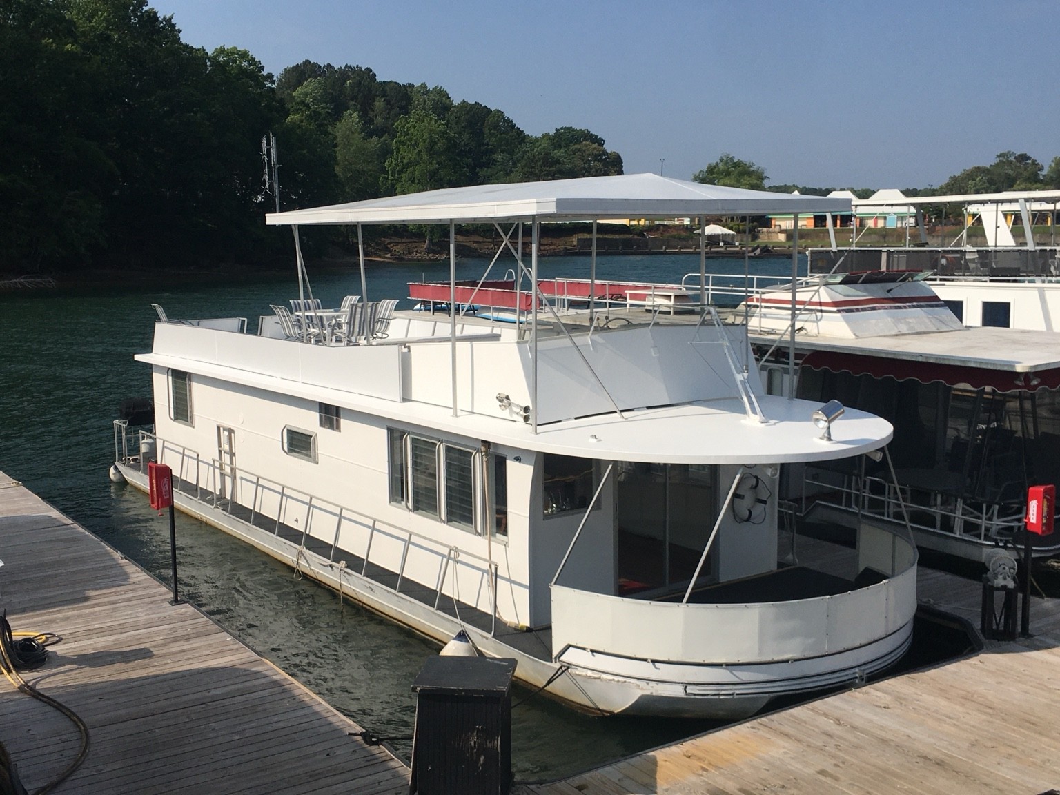 Houseboat exterior after marine work