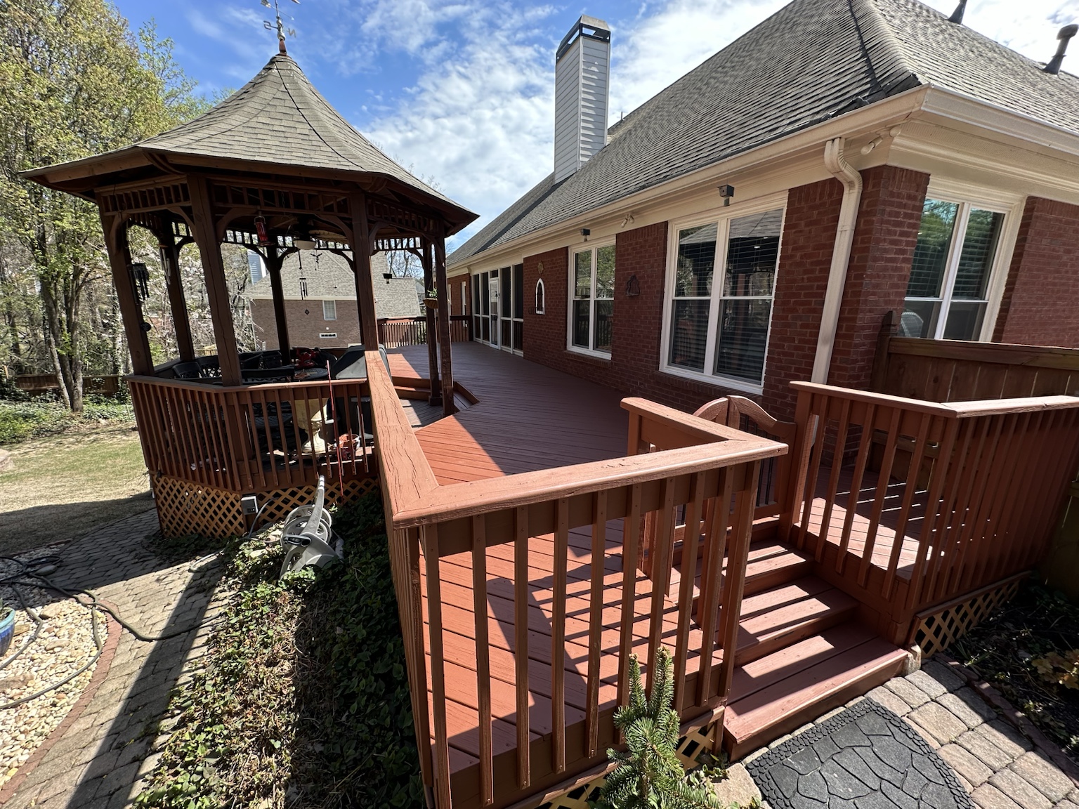 Finished residential deck and exterior renovation — view 3